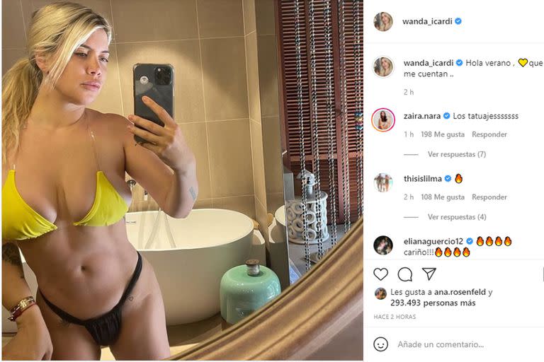 La selfie de Wanda Nara en bikini al natural que sorprendió a sus seguidores