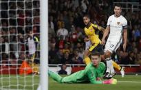 Britain Soccer Football - Arsenal v FC Basel - UEFA Champions League Group Stage - Group A - Emirates Stadium, London, England - 28/9/16 Arsenal's Theo Walcott scores their second goal Reuters / Stefan Wermuth Livepic