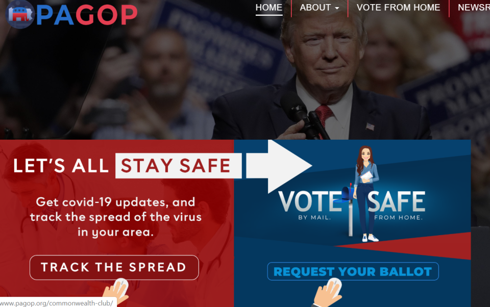 The website of the Republican Party of Pennsylvania encourages visitors to vote by mail.