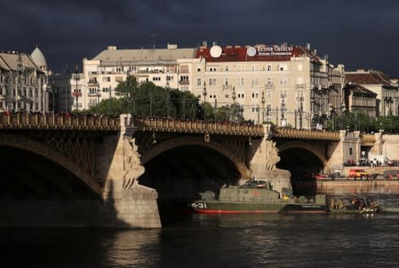 Ship accident on the Danube river in Budapest