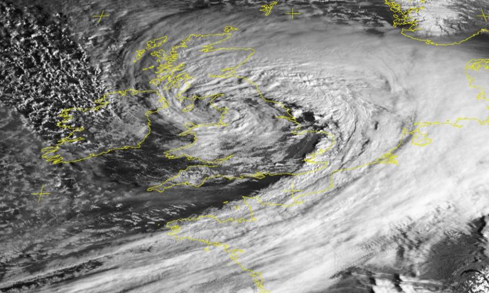 Satellite image of Storm Doris.