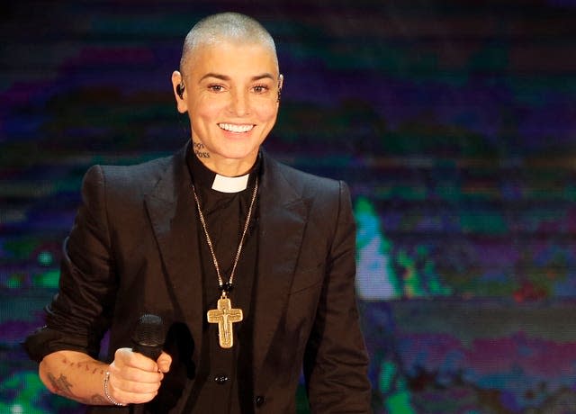 Sinead O’Connor performs during the Italian State RAI TV programme Che Tempo che Fa in 2014 