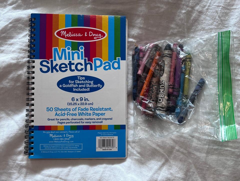 sketchpad and crayons