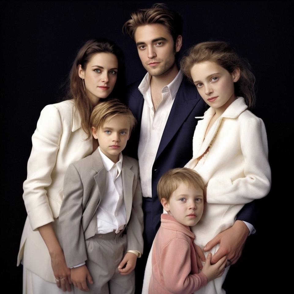 Australian artist Jeremy Pomeroy is creating AI-generated “family portraits” of former celebrity couples — like Robert Pattinson and Kristen Stewart. Instagram/mrpomeroyj_ai