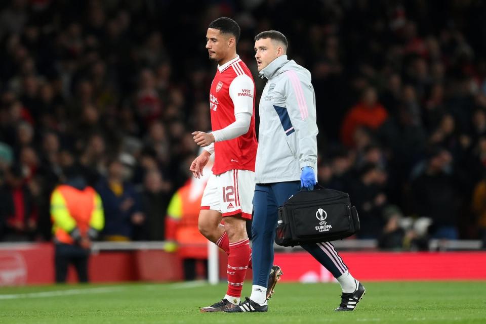 Any lengthy absence for William Saliba would be a huge blow to the Gunners (Getty Images)