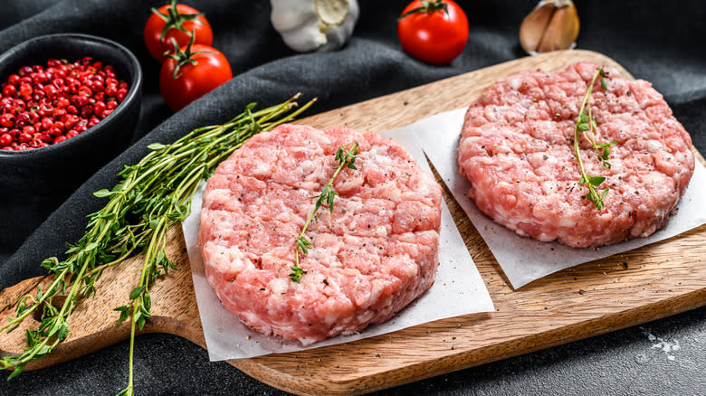 Raw ground turkey patties