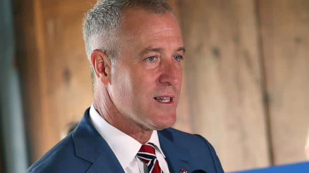 PHOTO: Rep. Sean Patrick Maloney speaks during a press conference on the the Inflation Reduction Act at Glynwood Boat House, Aug. 17, 2022, in Cold Spring, New York.  (Michael M. Santiago/Getty Images)