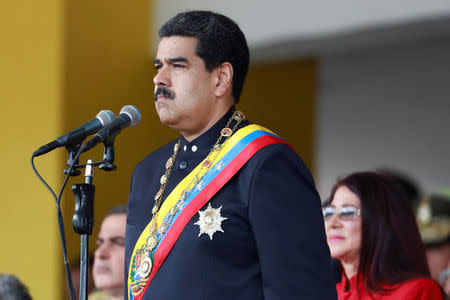 Venezuela's President Nicolas Maduro attends a military parade to celebrate the 206th anniversary of Venezuela's independence in Caracas, Venezuela July 5, 2017. REUTERS/Marco Bello