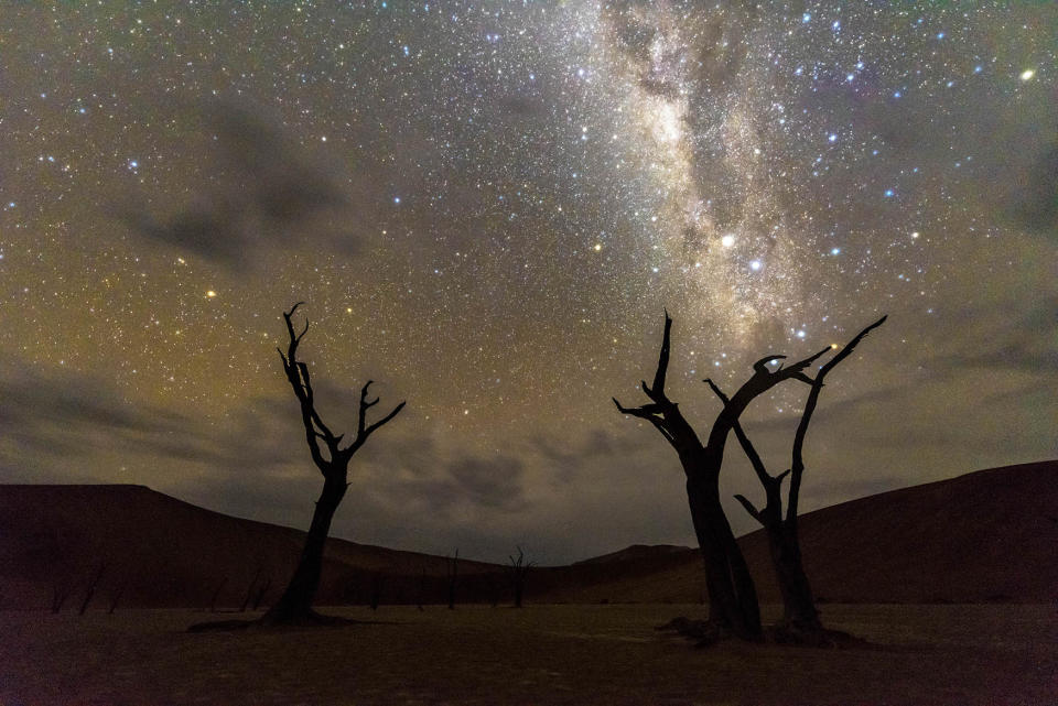 <p>A time-lapse image of a storm in the Namib Desert. (Photo: Brendon Cremer/Caters News) </p>