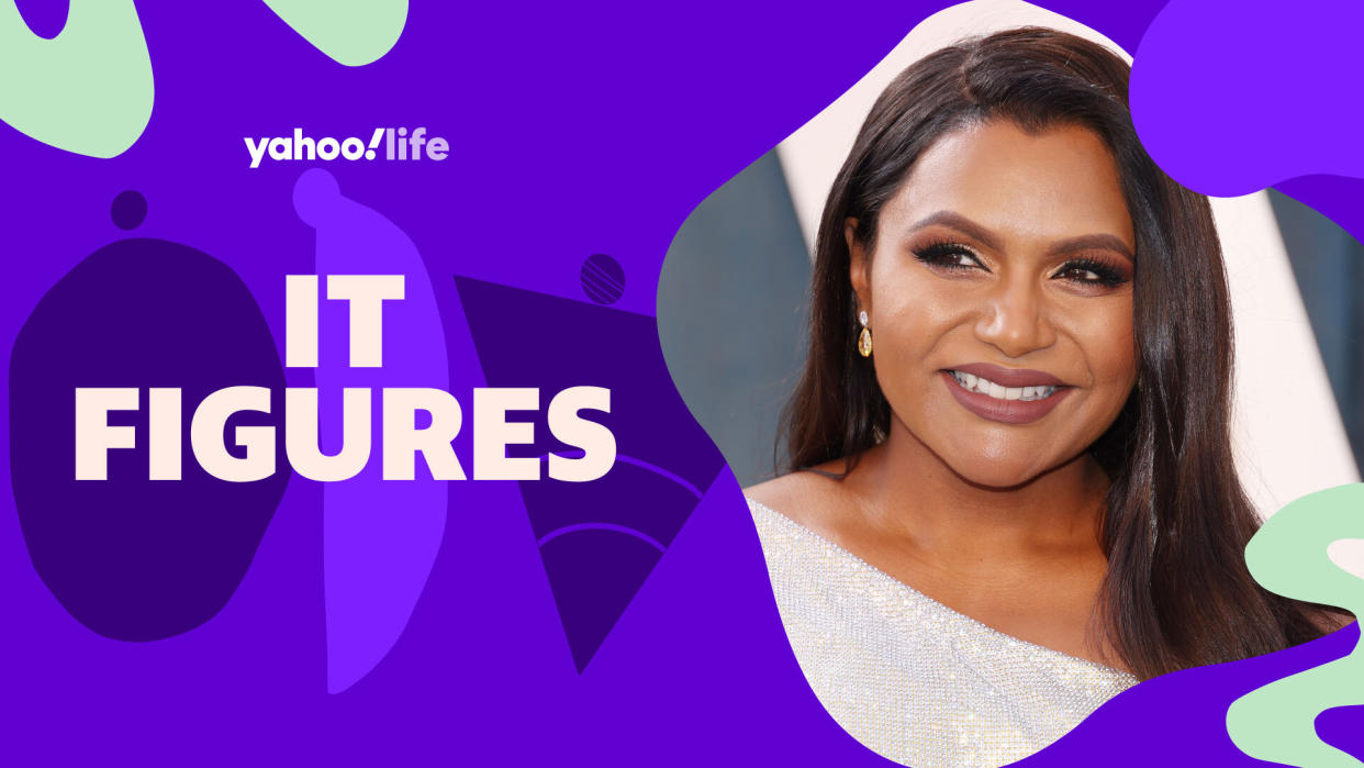 Mindy Kaling talks body image with Yahoo Life for It Figures. (Photo: Getty Images; designed by Quinn Lemmers)
