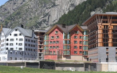General view shows the Andermatt Swiss Alps resort in Andermatt