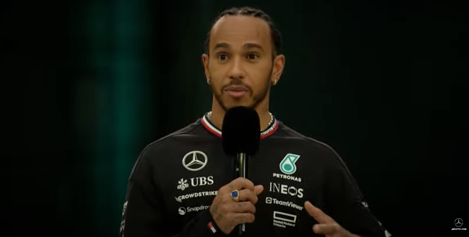 Lewis Hamilton speaks at the launch of Mercedes’ 2024 F1 car (YouTube - Mercedes-AMG Petronas Formula One Team)