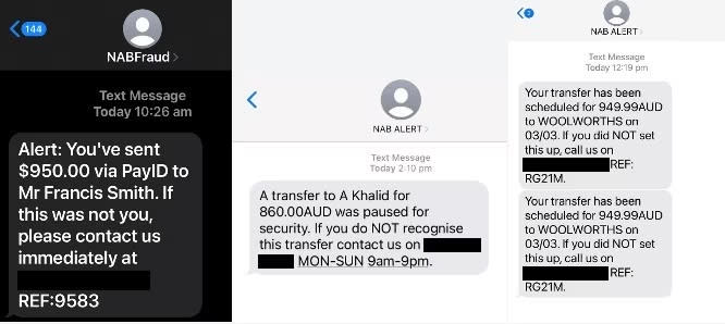 NAB scam text examples