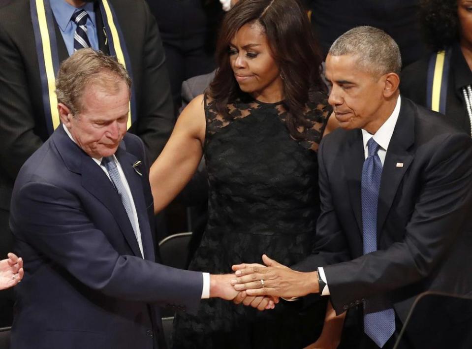 See Throwback Photo of Obamas Consoling George W. Bush as His Dad Is Hospitalized