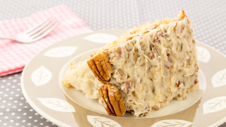 Italian cream cake on plate