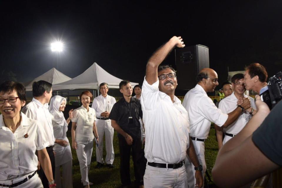 <p>PAP candidate for Bukit Batok K. Muralidharan Pillai, when asked to comment on Chee’s speeches at the SDP rallies. (Photo: Safhras Khan)</p>