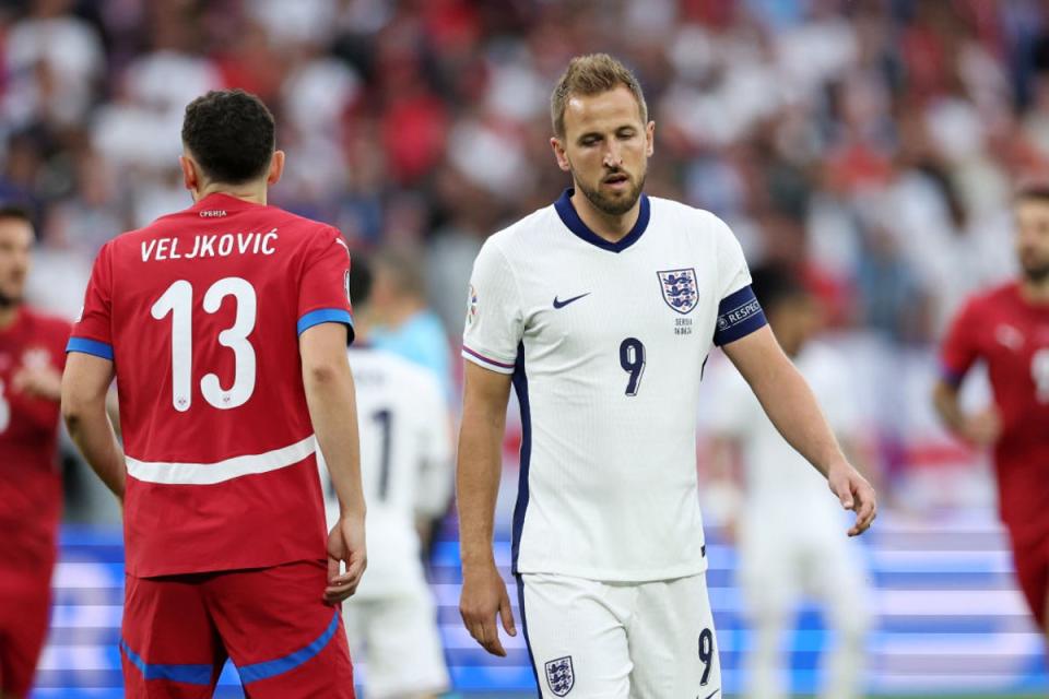 England captain Kane had just two touches in the first half of the Euro 2024 opener against Serbia (Getty Images)