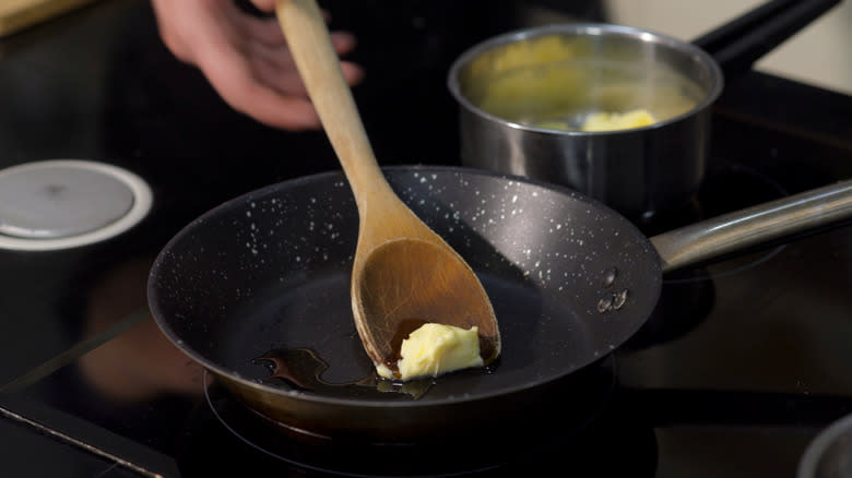 Melting butter in a pan