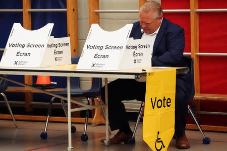 Progressive Conservative (PC) leader Doug Ford votes in Toronto, Ontario, Canada, June 7, 2018. REUTERS/Carlo Allegri