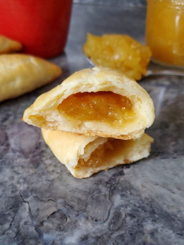 <p>La Saucy Kitchen</p><p> The dough is like a pie crust and the pineapple is sweet, but not overly sweet.</p><p><strong>Get the recipe: </strong><a href="https://lasaucykitchen.com/pineapple-empanadas/" rel="nofollow noopener" target="_blank" data-ylk="slk:Mexican Pineapple Empanadas;elm:context_link;itc:0;sec:content-canvas" class="link rapid-noclick-resp">Mexican Pineapple Empanadas</a></p>