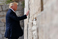 <p>MAY 22, 2017 – President Donald Trump visits the Western Wall in Jerusalem’s Old City. (Photo: Mandel Ngan/AFP/Getty Images) </p>