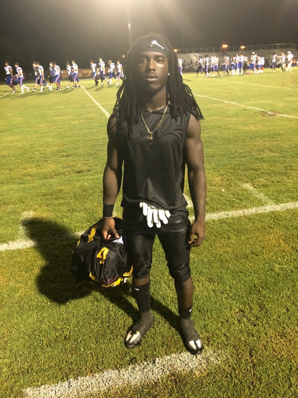 Purdue commit Semaj Demps caught three passes for 115 yards, including a 67-yard touchdown, in Glades Central's 14-7 victory over King's Academy on Thursday night.