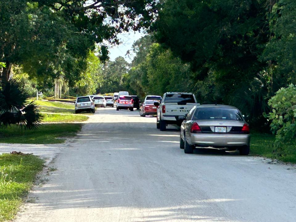 Indian River County sheriff's detectives and deputies are in the 7700 block of 105th Court in the Vero Lake Estates neighborhood Monday, March 11, 2024, where there has been a report of two people fatally shot.