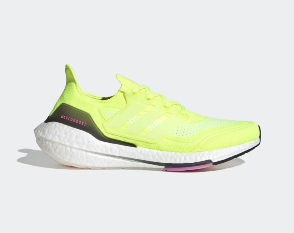 Ultraboost 21 Shoes in Solar Yellow (Photo via Adidas)