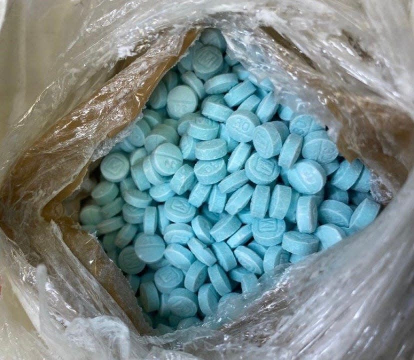 Fake pharmaceutical pills containing fentanyl seized by the U.S. Drug Enforcement Administration's Phoenix division.