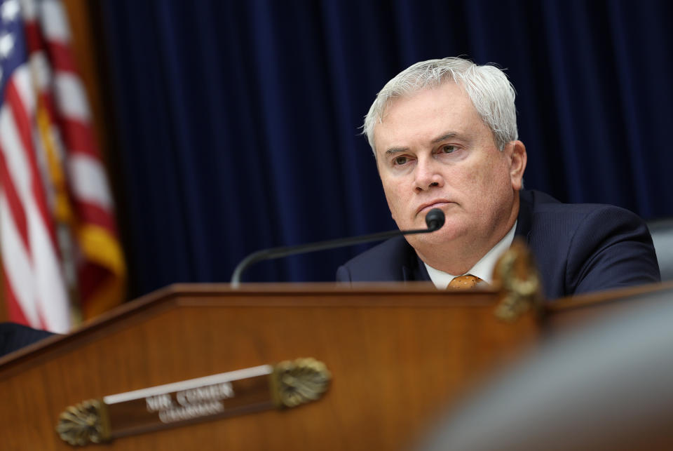 Representative James Comer sits during a hearing.