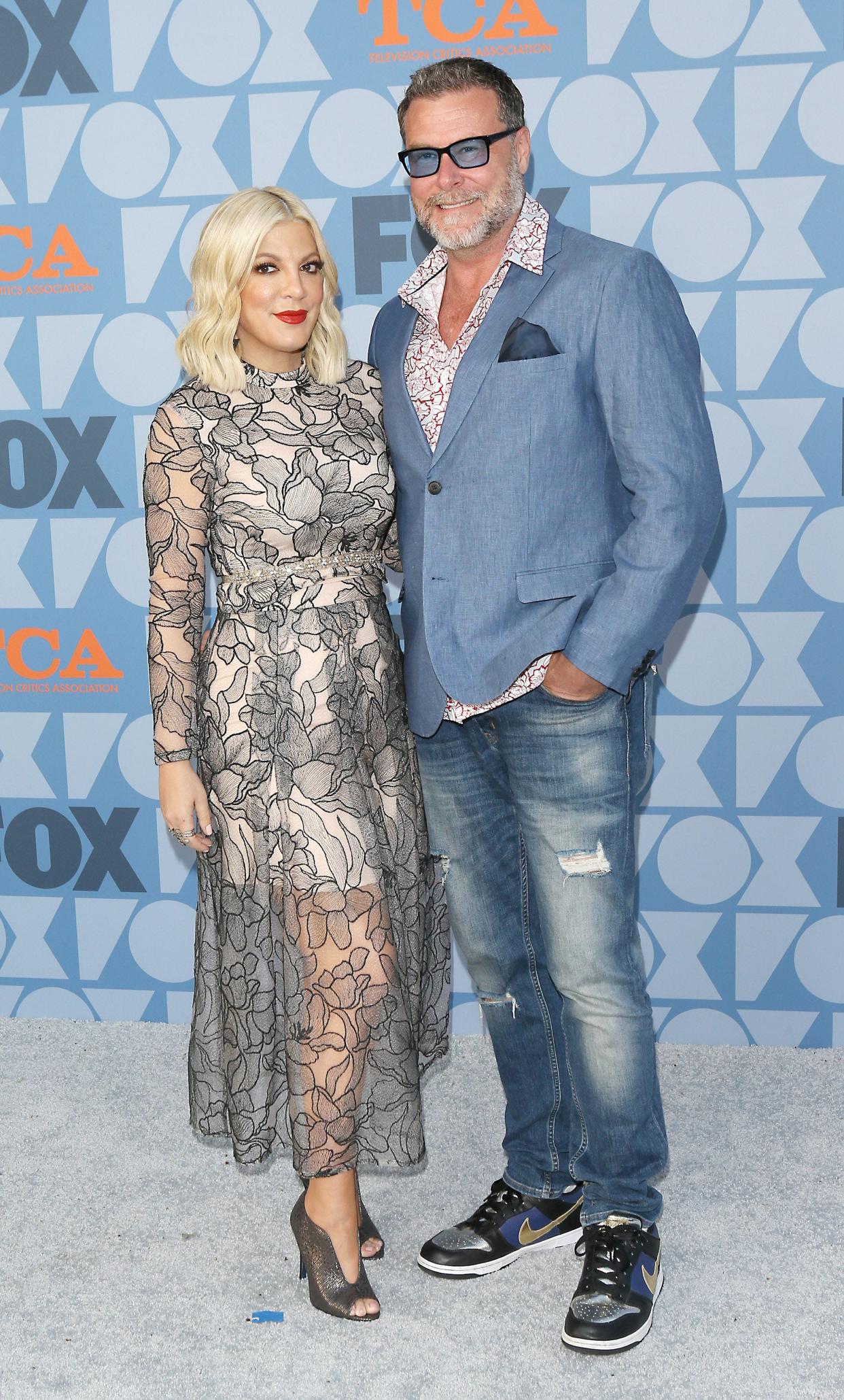 Tori Spelling and Dean McDermott attend the FOX Summer TCA 2019 All-Star Party at Fox Studios on Aug. 7, 2019 in Los Angeles. In March 2024, Spelling filed for divorce from McDermott.