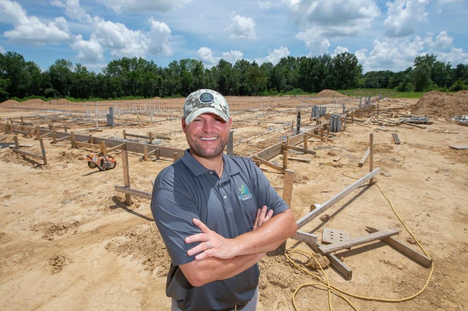 Jared Kobs, the CEO and co-founder of Kudzu Cannabis, and his team continue working on their cultivation, processing and distribution site in Canton, Miss., July 25, 2022. The foundation will be poured in August. The company received its cultivation license in early July, allowing it to work toward having products available by the end of the year.