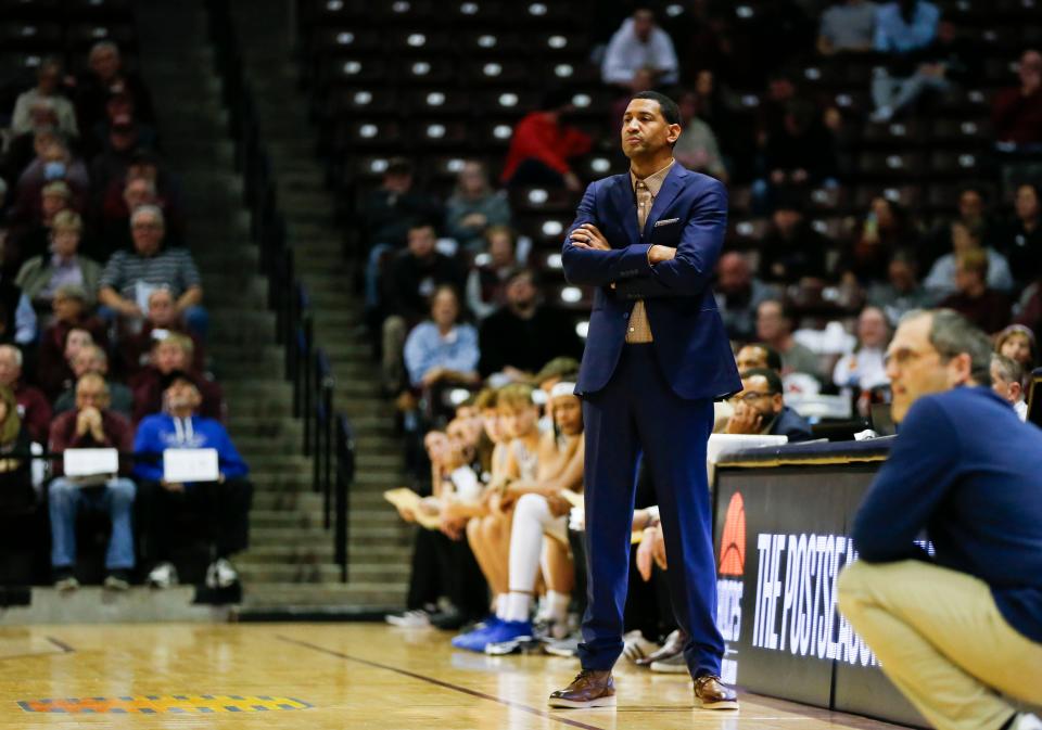 Missouri State Bears Head Coach Dana Ford as the Bears took on the Murray State Racers at Great Southern Bank Arena on Wednesday, Jan. 10, 2024.