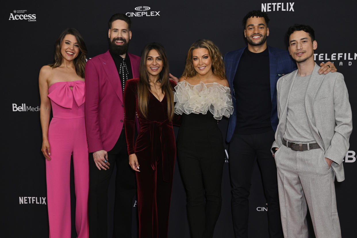 TORONTO, ONTARIO - APRIL 13: (L-R) Morgan Hoffman, Dallas Dixon, Sangita Patel, Cheryl Hickey, Jed Tavernier, and Carlos Bustamante of 