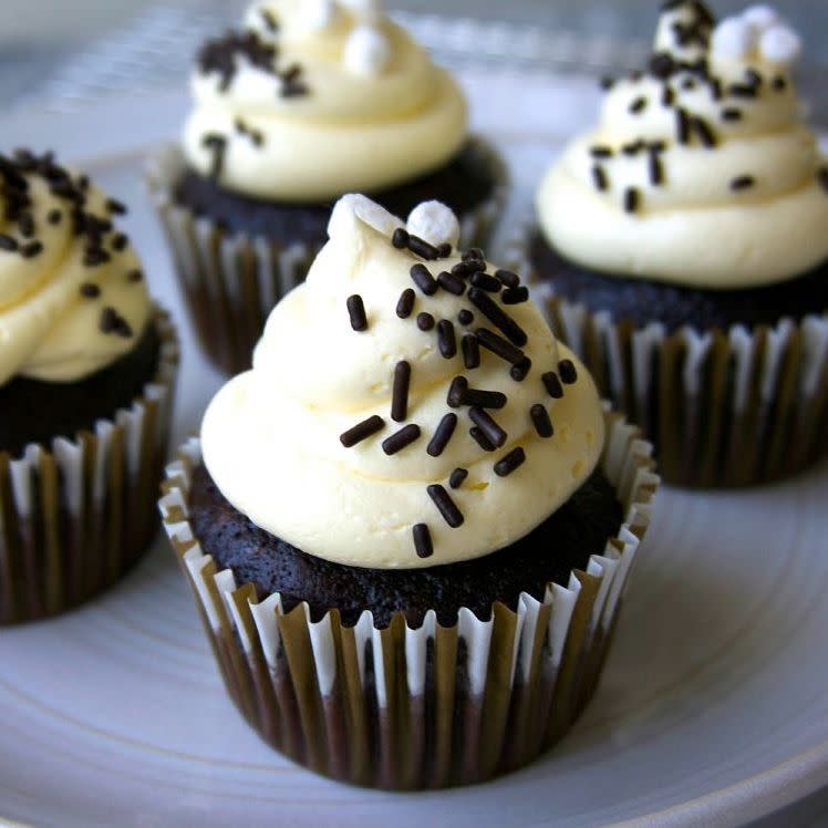 <p>The addition of espresso enhances the rich chocolate flavor in these elevated classic cupcakes. </p><p>Get the <strong><a href="https://www.delish.com/cooking/recipe-ideas/recipes/a43400/best-ever-chocolate-cupcakes-recipe/" rel="nofollow noopener" target="_blank" data-ylk="slk:Best-Ever Chocolate Cupcakes recipe;elm:context_link;itc:0;sec:content-canvas" class="link ">Best-Ever Chocolate Cupcakes recipe</a></strong> from Delish.</p><p><strong>RELATED: </strong><a href="https://www.goodhousekeeping.com/food-recipes/dessert/g32305125/easy-chocolate-desserts/" rel="nofollow noopener" target="_blank" data-ylk="slk:25 Easy and Creative Chocolate Desserts That You Haven't Tried Yet;elm:context_link;itc:0;sec:content-canvas" class="link ">25 Easy and Creative Chocolate Desserts That You Haven't Tried Yet</a></p>