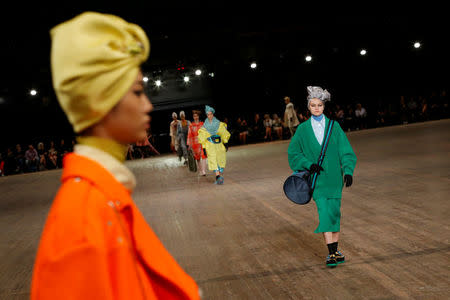 Models present creations from Marc Jacobs SS 2018 collection during New York Fashion Week in New York City, U.S. September 13, 2017. REUTERS/Eduardo Munoz