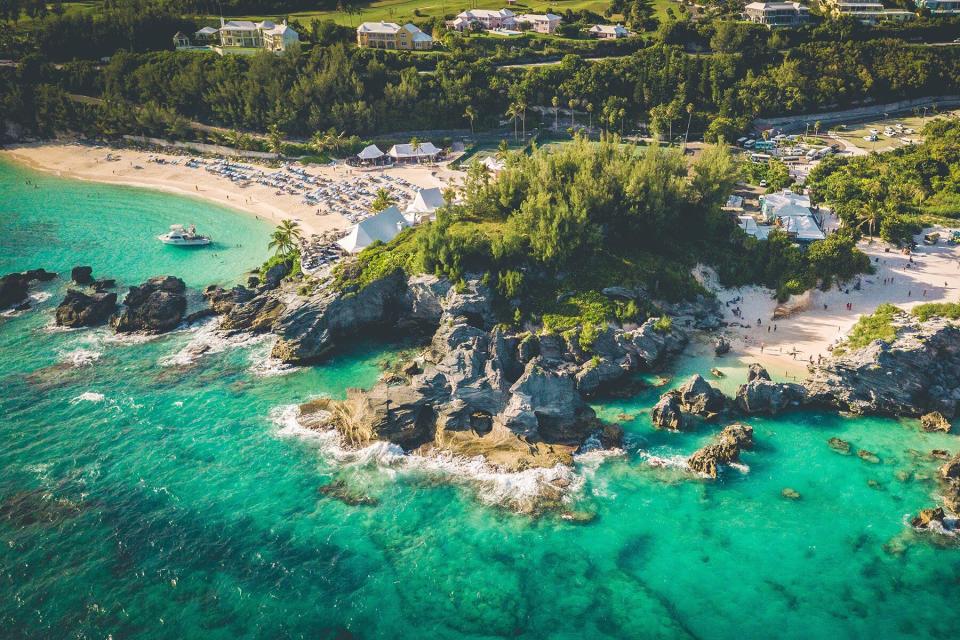 Aerial view of a beach in Bermuda