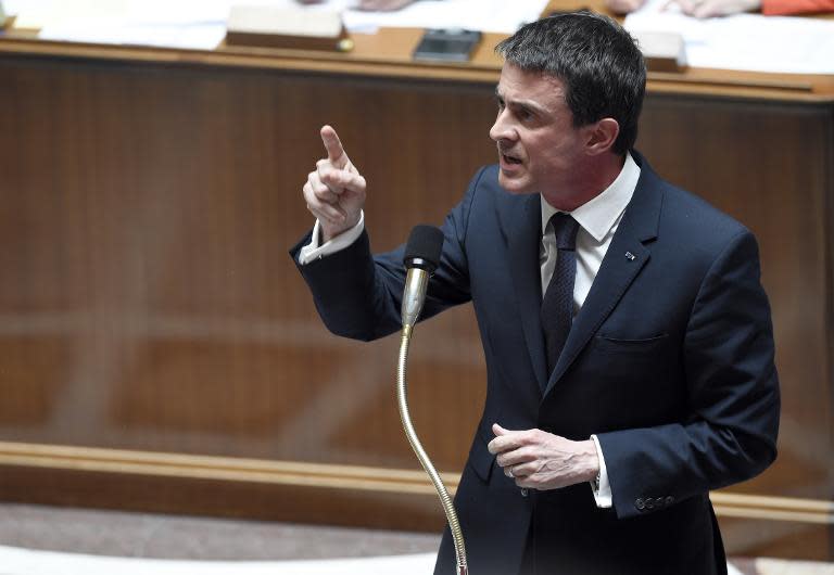 French Prime minister Manuel Valls speaks during a session of questions to the government, on May 5, 2015 in Paris