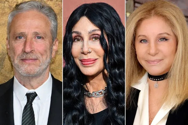 <p>ANGELA WEISS/AFP via Getty; Stephane Cardinale - Corbis/Corbis via Getty; Kevin Mazur/Getty</p> Jon Stewart, Cher, Barbra Streisand