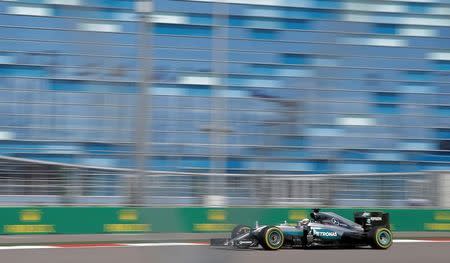 Formula One - Russian Grand Prix - Sochi, Russia - 29/4/16 - Mercedes Formula One driver Lewis Hamilton of Britain drives during the second practice session. REUTERS/Maxim Shemetov