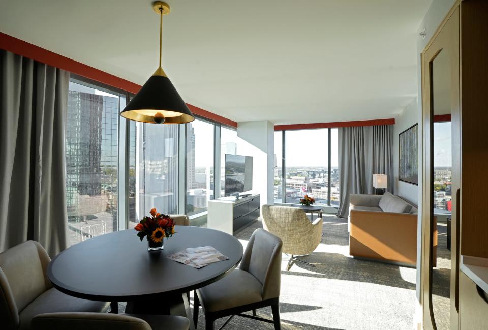 The inside of a two-room suite inside the second tower of the Hilton Columbus Downtown on North High Street.