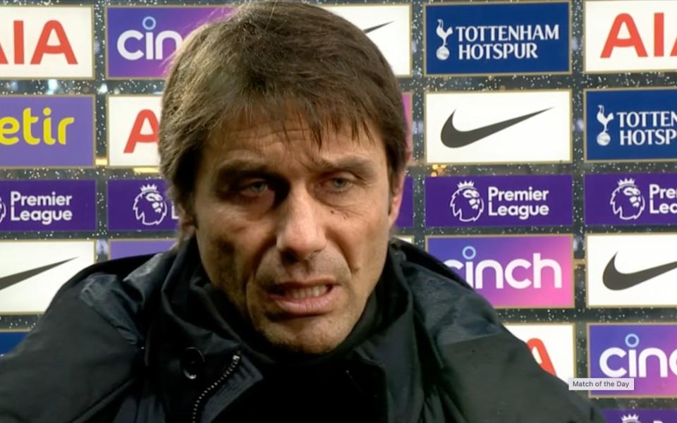 Antiono Conte gives interview in front of adverts board - BBC