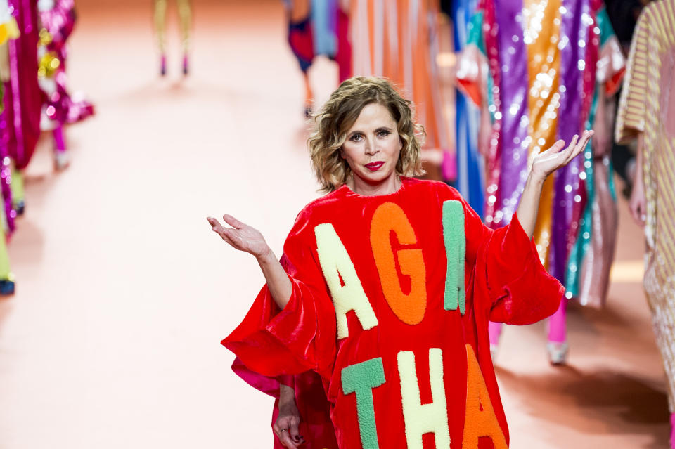 MADRID, SPAIN - JANUARY 29: Agatha Ruiz de la Prada walks for Agatha Ruiz de la Prada fashion show during the Mercedes Benz Fashion Week Autumn/Winter 2020-21 at Ifema on January 29, 2020 in Madrid, Spain. (Photo by Juan Naharro Gimenez/WireImage)