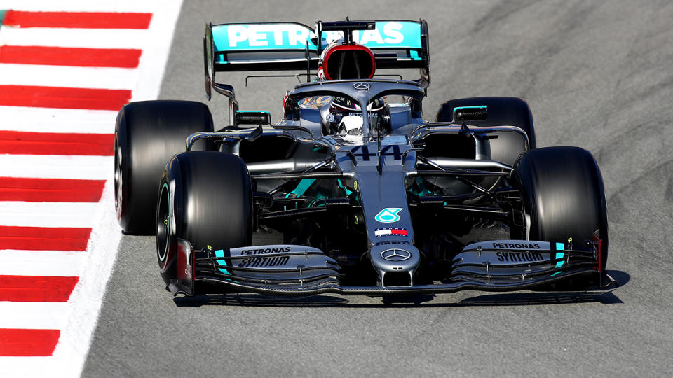 Lewis Hamilton, pictured here in action on day two of F1 Winter Testing in Barcelona.