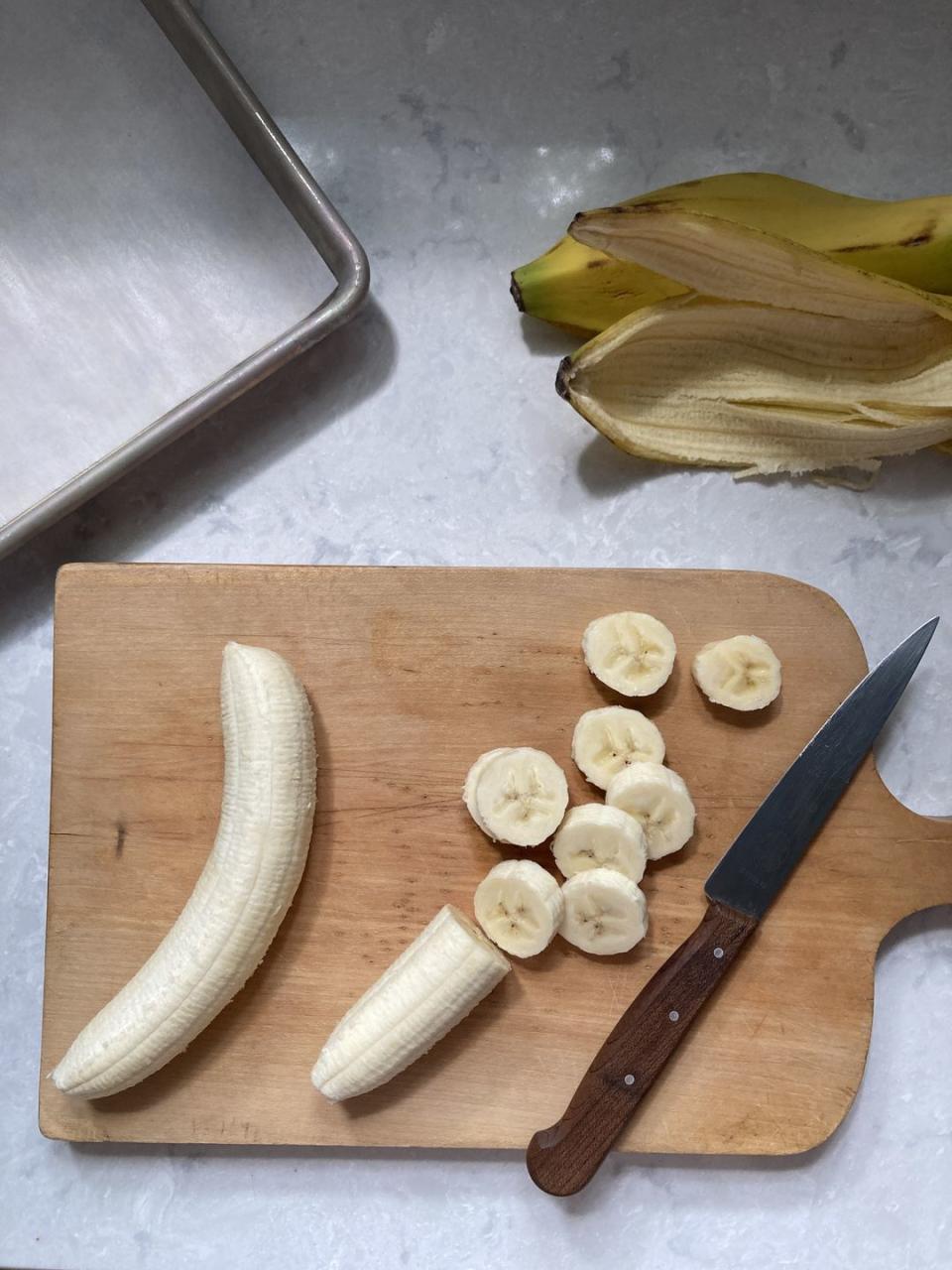 browning ripe bananas in a container