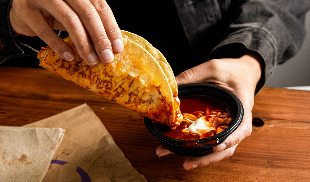 Taco Bell chicken enchilada dipping taco