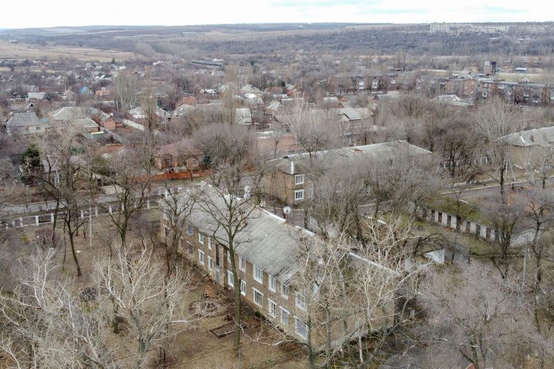 A view shows the town of Novhorodske