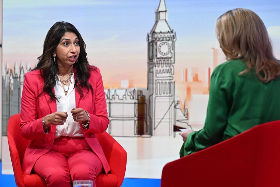 Former home secretary Suella Braverman speaks to Laura Kuenssberg (Jeff Overs/BBC/PA) (PA Media)