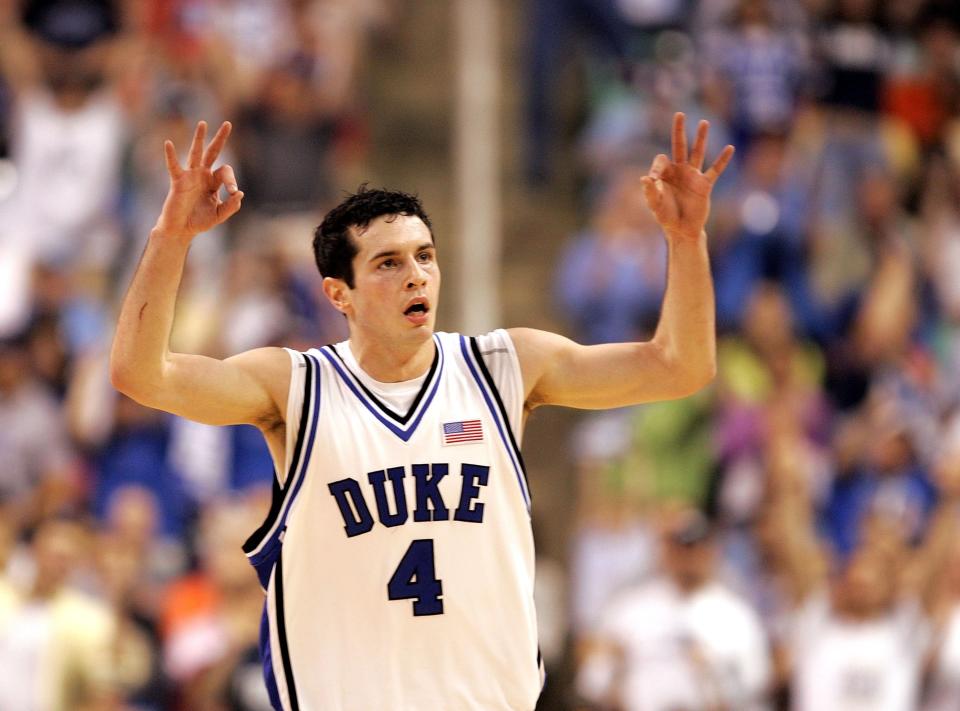 JJ Redick signifies three fingers for a three-pointer made