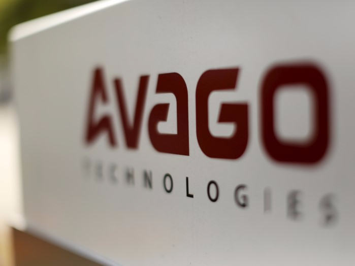 A sign is seen at the entrance to the headquarters of Avago Technologies in San Jose, California May 29, 2015.  REUTERS/Robert Galbraith  